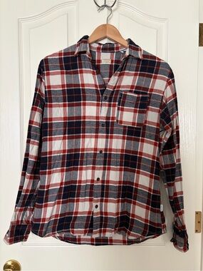 Jack & Jones Red, Navy and White Plaid Button-Down Shirt